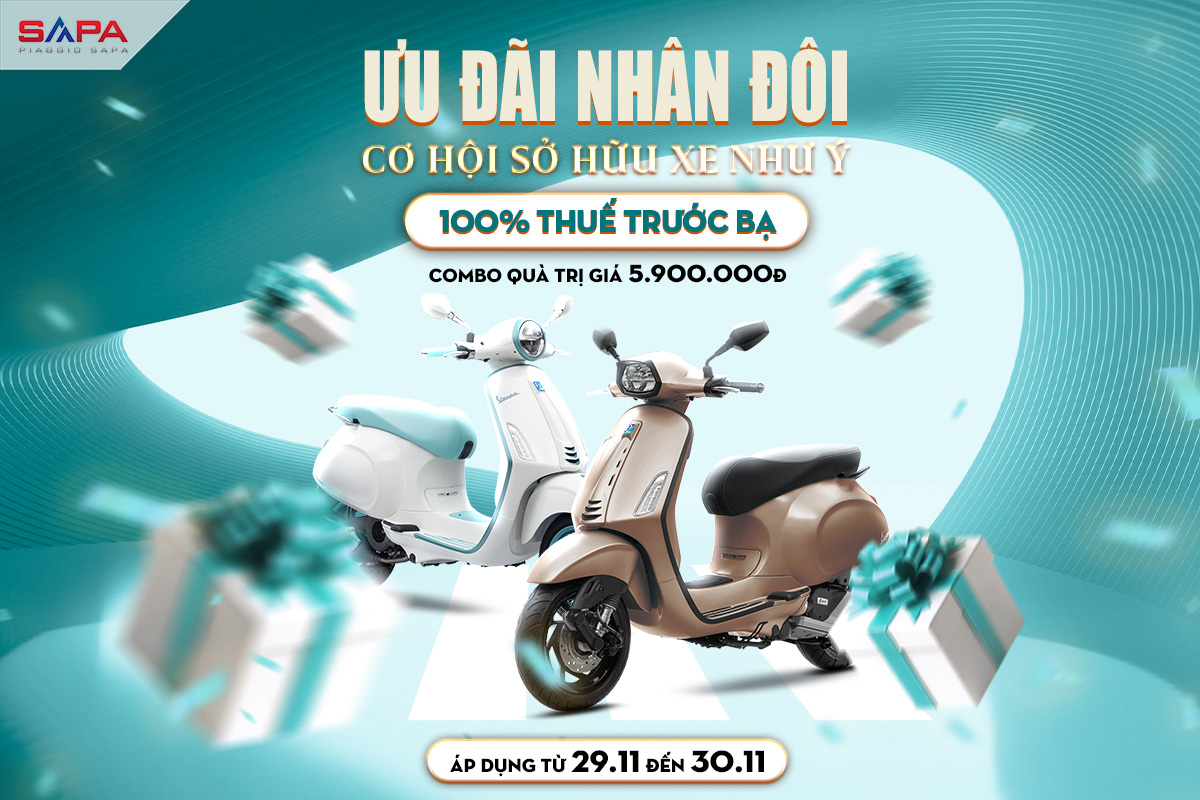 Ưu đãi nhân đôi, ngày hội mua Vespa 29 và 30.11.2025