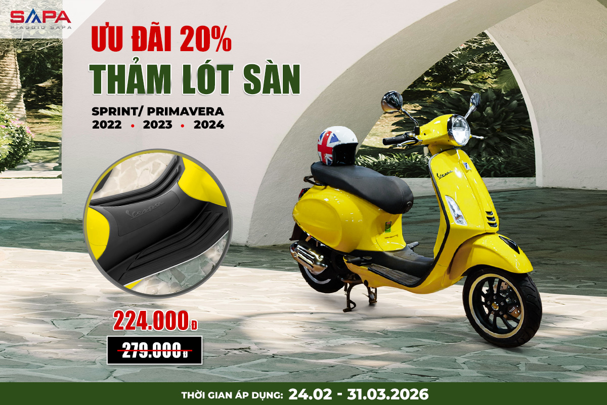 Ưu đãi 20% khi thay thảm lót sàn Vespa Sprint-Primavera