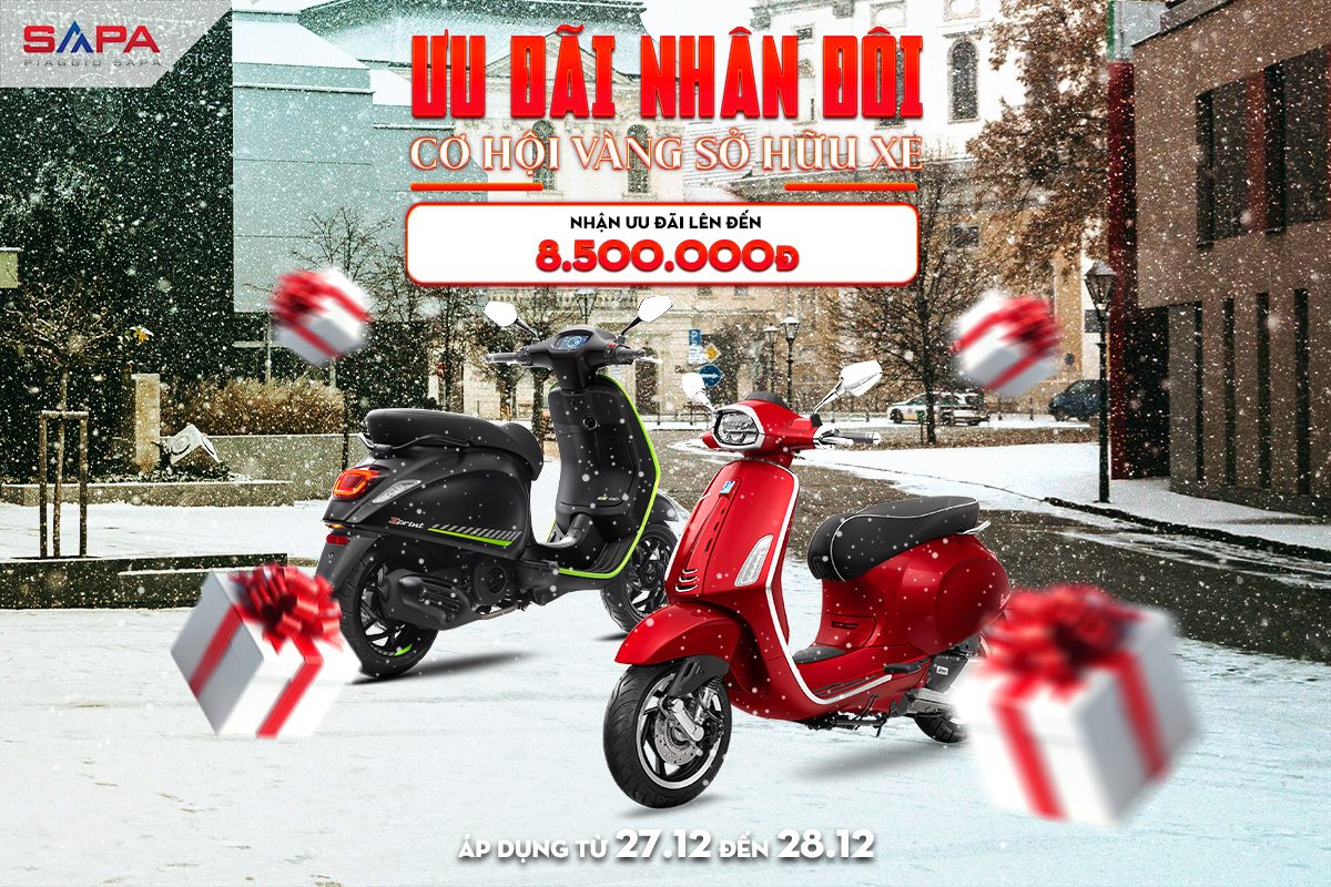 Ưu đãi cực lớn cuối năm 2025 khi mua Vespa ngày 27 và 28.12