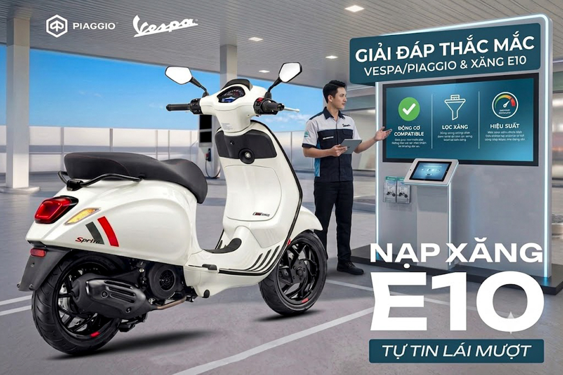 Các câu hỏi thường gặp khi sử dụng xăng E10 cho xe Vespa/Piaggio