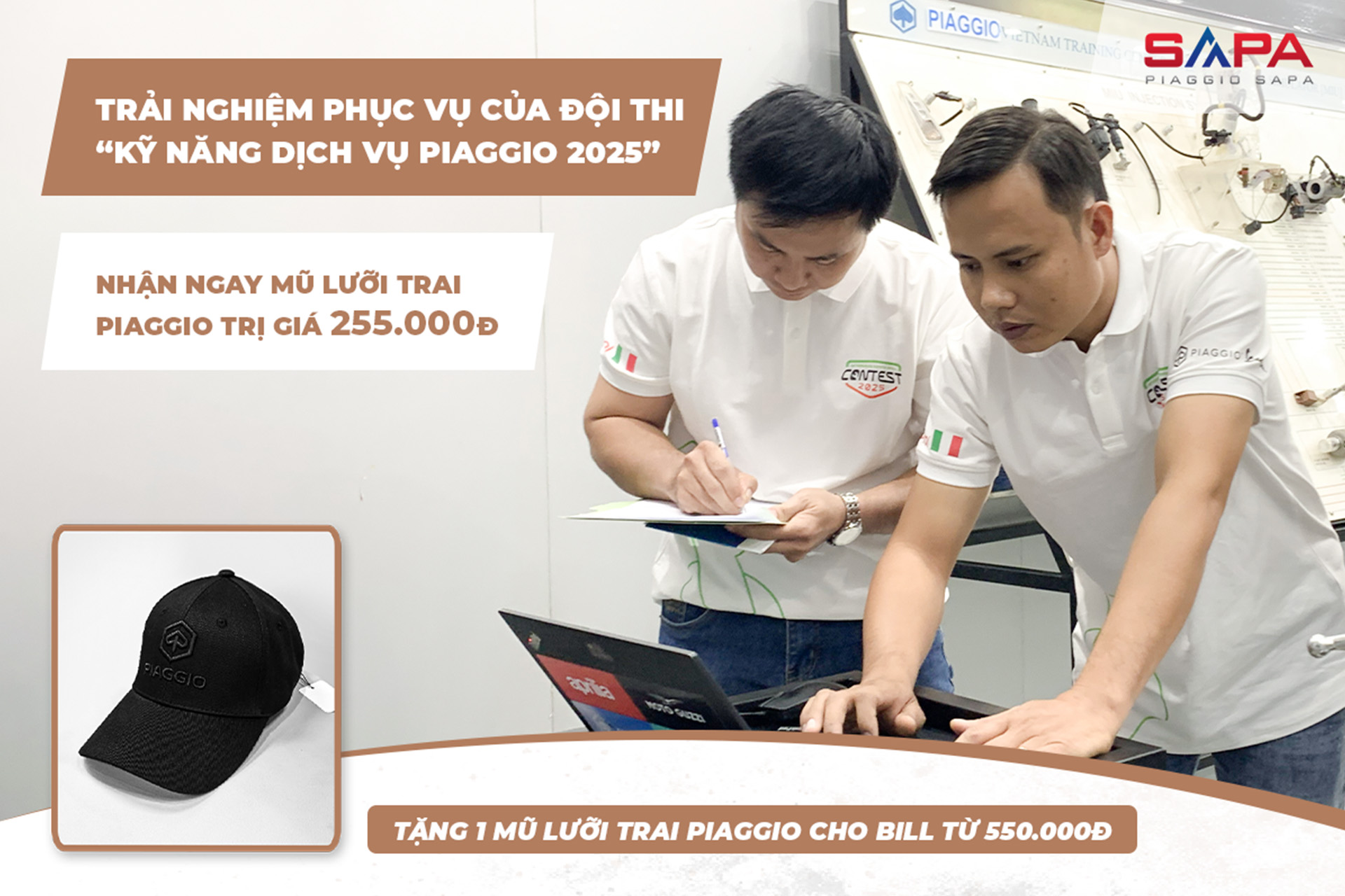 Trải nghiệm dịch vụ chuẩn Piaggio từ đội thi đạt Giải 3 Toàn quốc