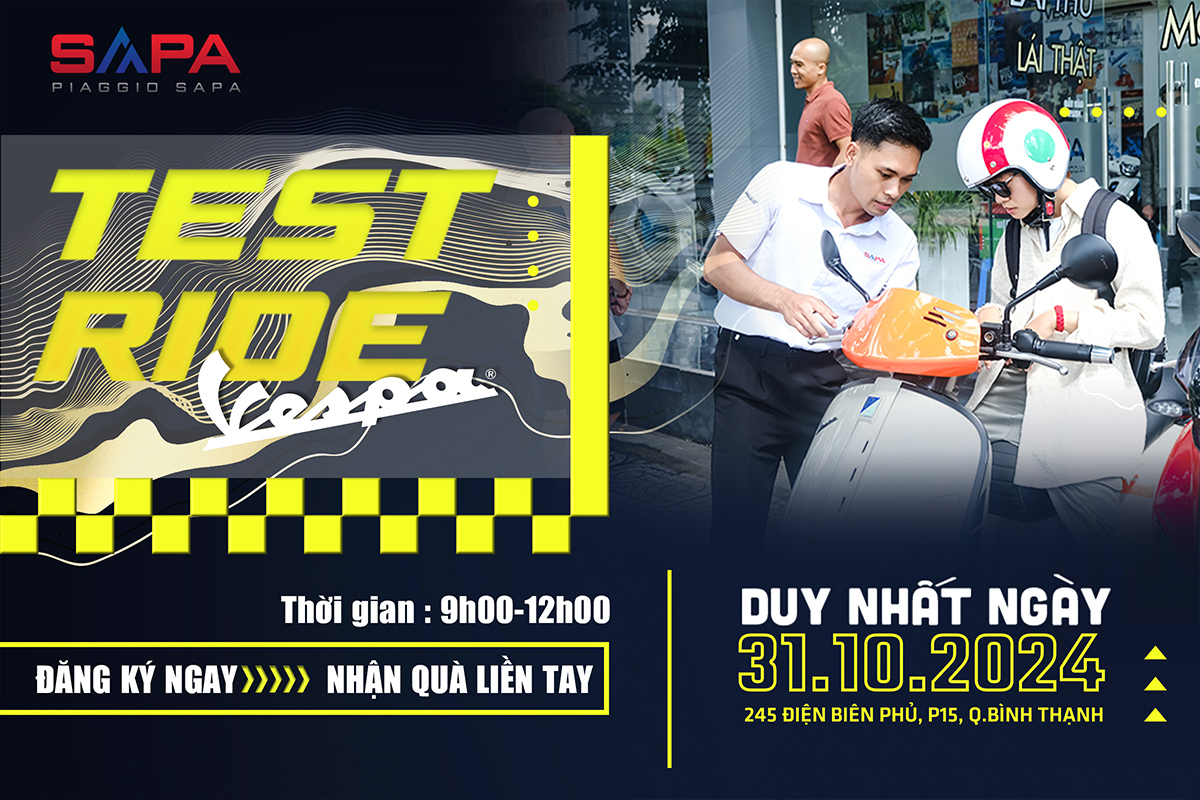 Test Ride Vespa, ưu đãi quà tặng bao la