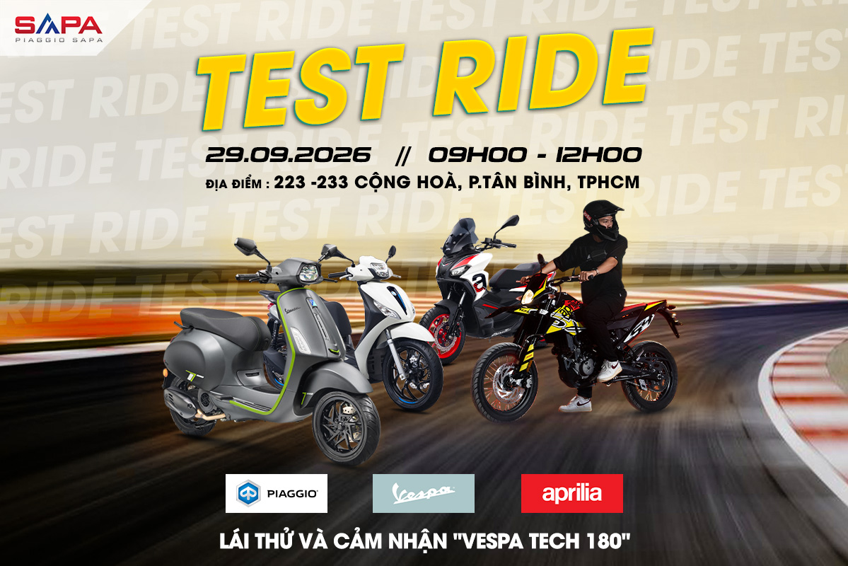 Trải nghiệm lái thử Vespa Sprint Tech 180 ngày 17.10.2026