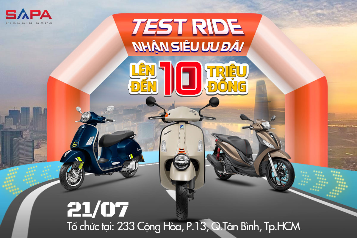 21/07 - Tổ chức lái thử Vespa, Piaggio, Aprilia và Moto Guzzi