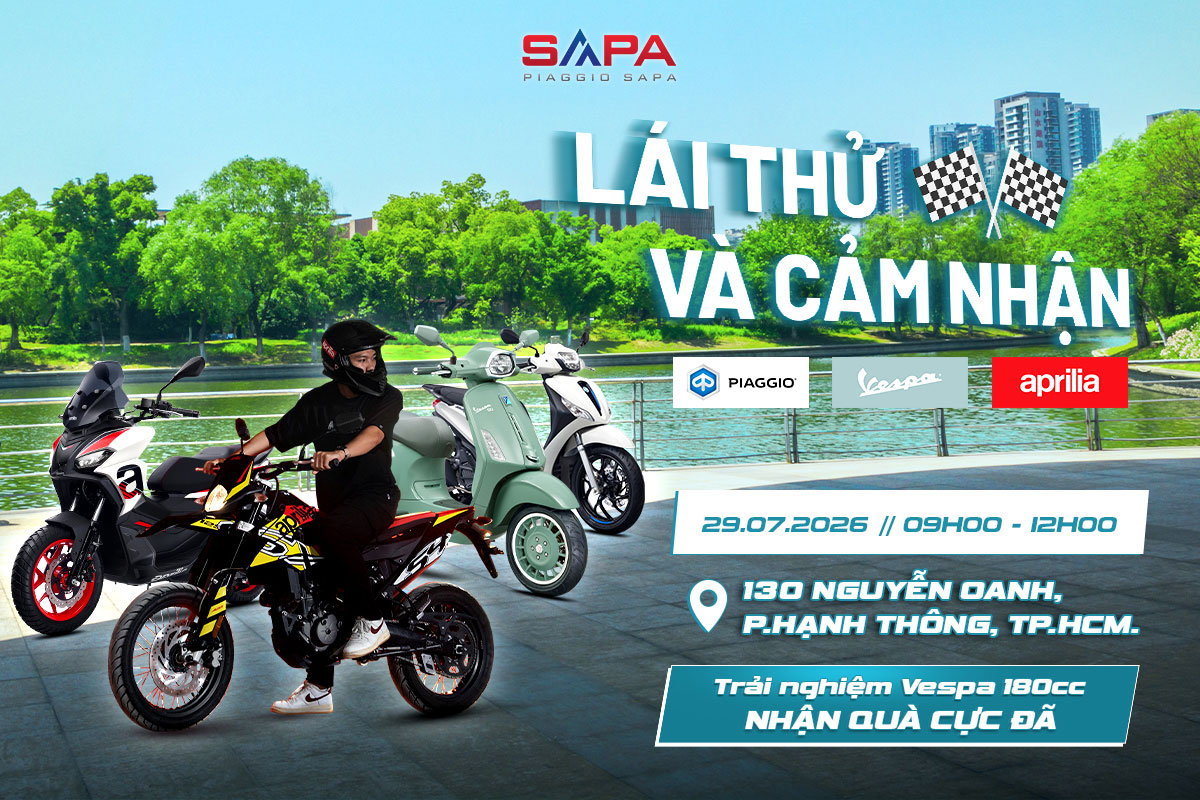 Lái thử và cảm nhận Vespa Sprpint 180 ngày 29.07.2026