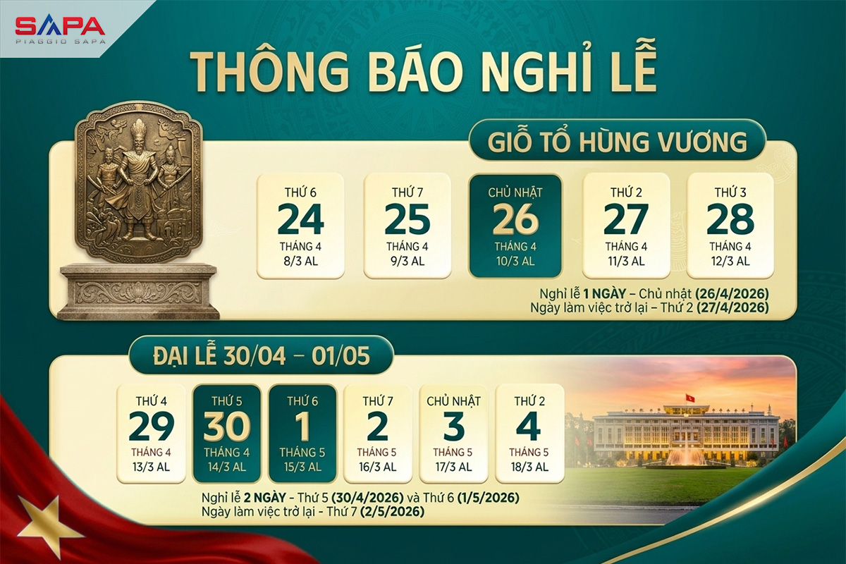 Thông báo nghĩ lễ giổ tổ Hùng Vương, Giải phóng Miền Nam 30.04