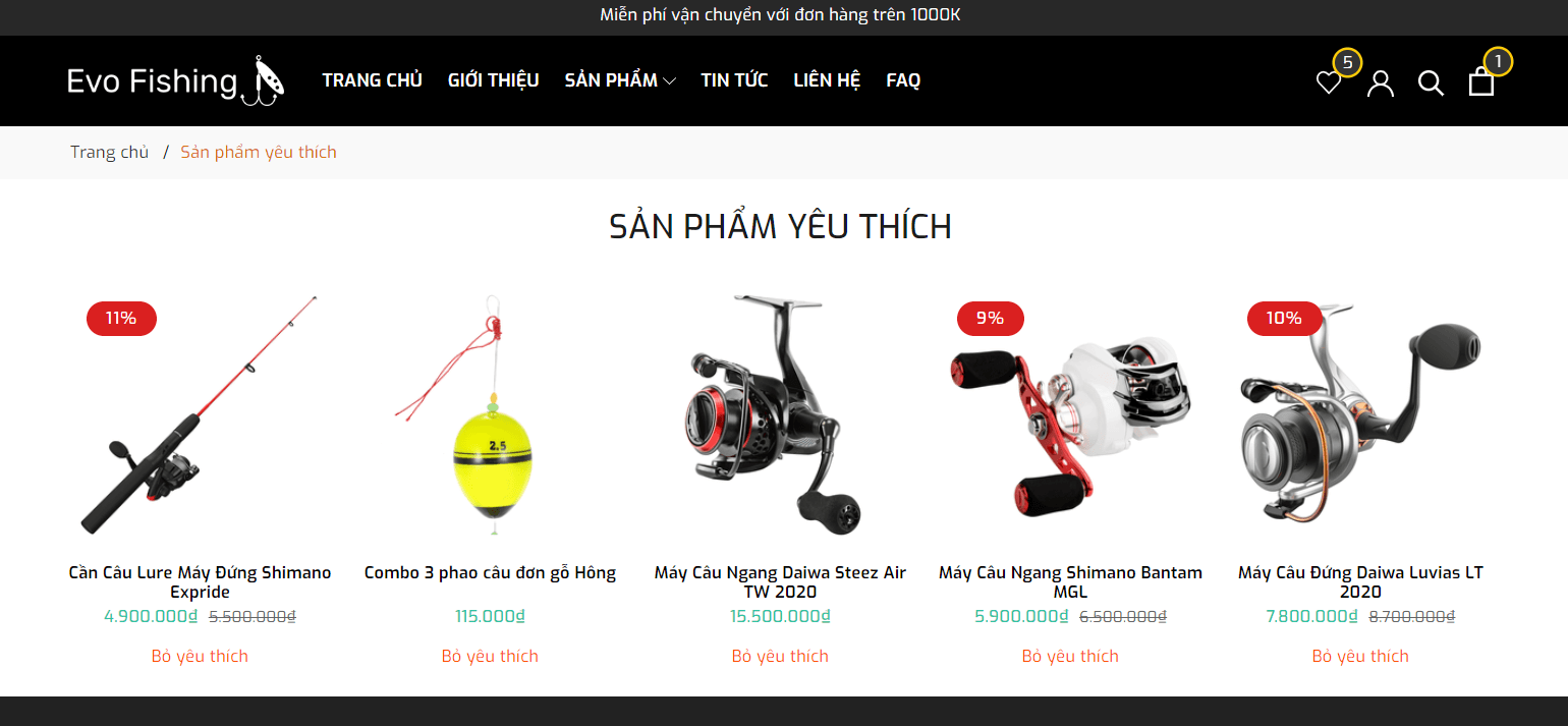 Evo Fishing Sản phẩm yêu thích