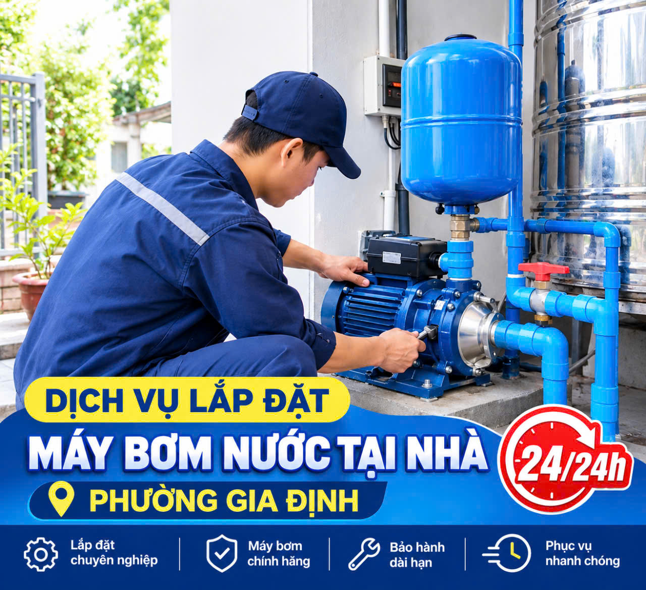 Dịch Vụ Lắp Đặt Máy Bơm Nước Tại Nhà Phường Gia Định | Uy Tín, Giá Rẻ