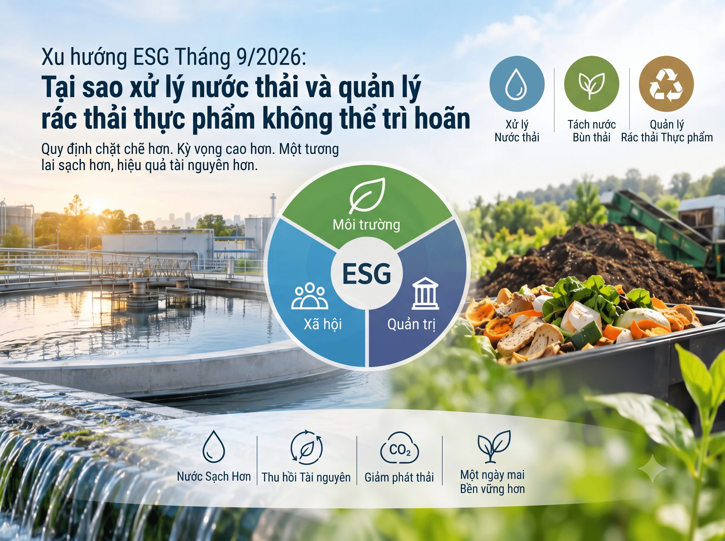 XU HƯỚNG ESG 2026: QUY ĐỊNH MÔI TRƯỜNG MỚI TẠI VIỆT NAM VÀ GIẢI PHÁP XỬ LÝ NƯỚC THẢI, RÁC THẢI THỰC PHẨM