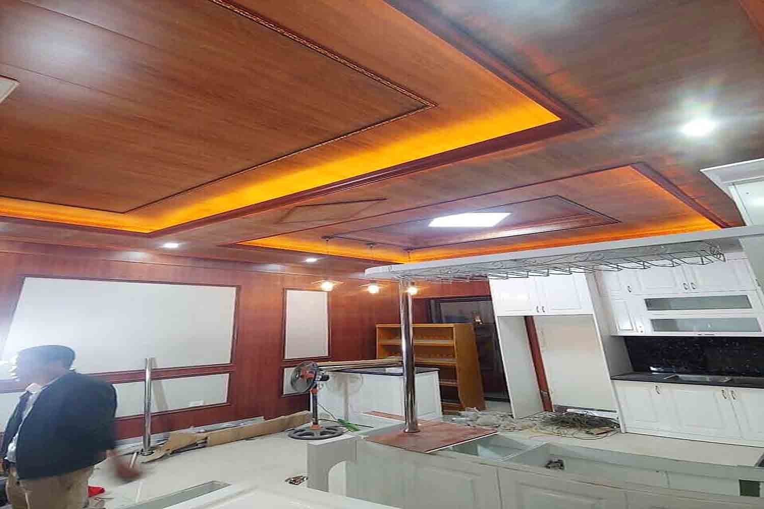 Công trình sử dụng tấm ốp tường pvc vân gỗ sẫm