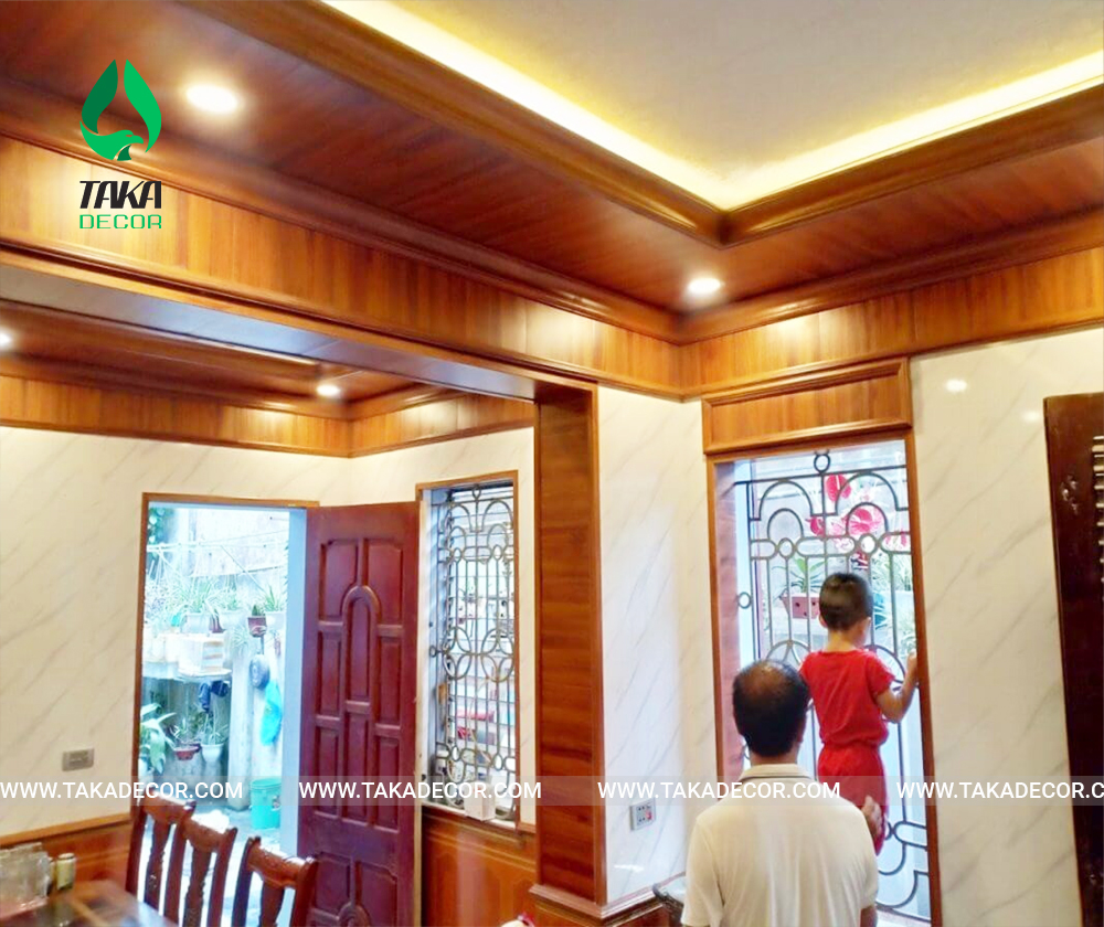 công trình thi công tấm nhựa ốp tường pvc giả gỗ