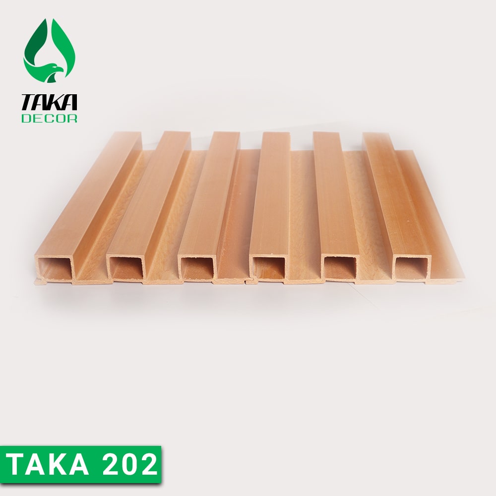 Tấm ốp lam sóng cao PVC vân vàng nâu TAKA 202