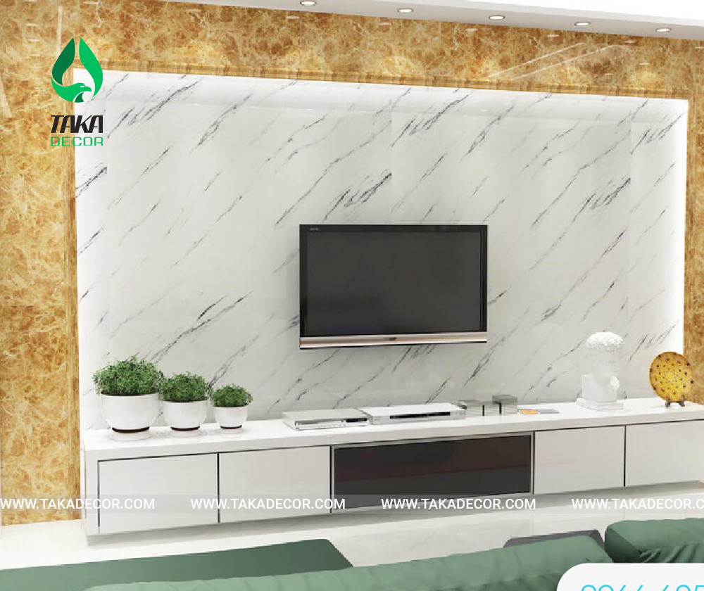 công trình thi công tấm nhựa ốp tường pvc giả đá