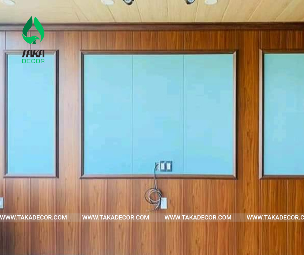 công trình thi công tấm nhựa ốp tường pvc màu sơn xanh ngọc mã Taka 081