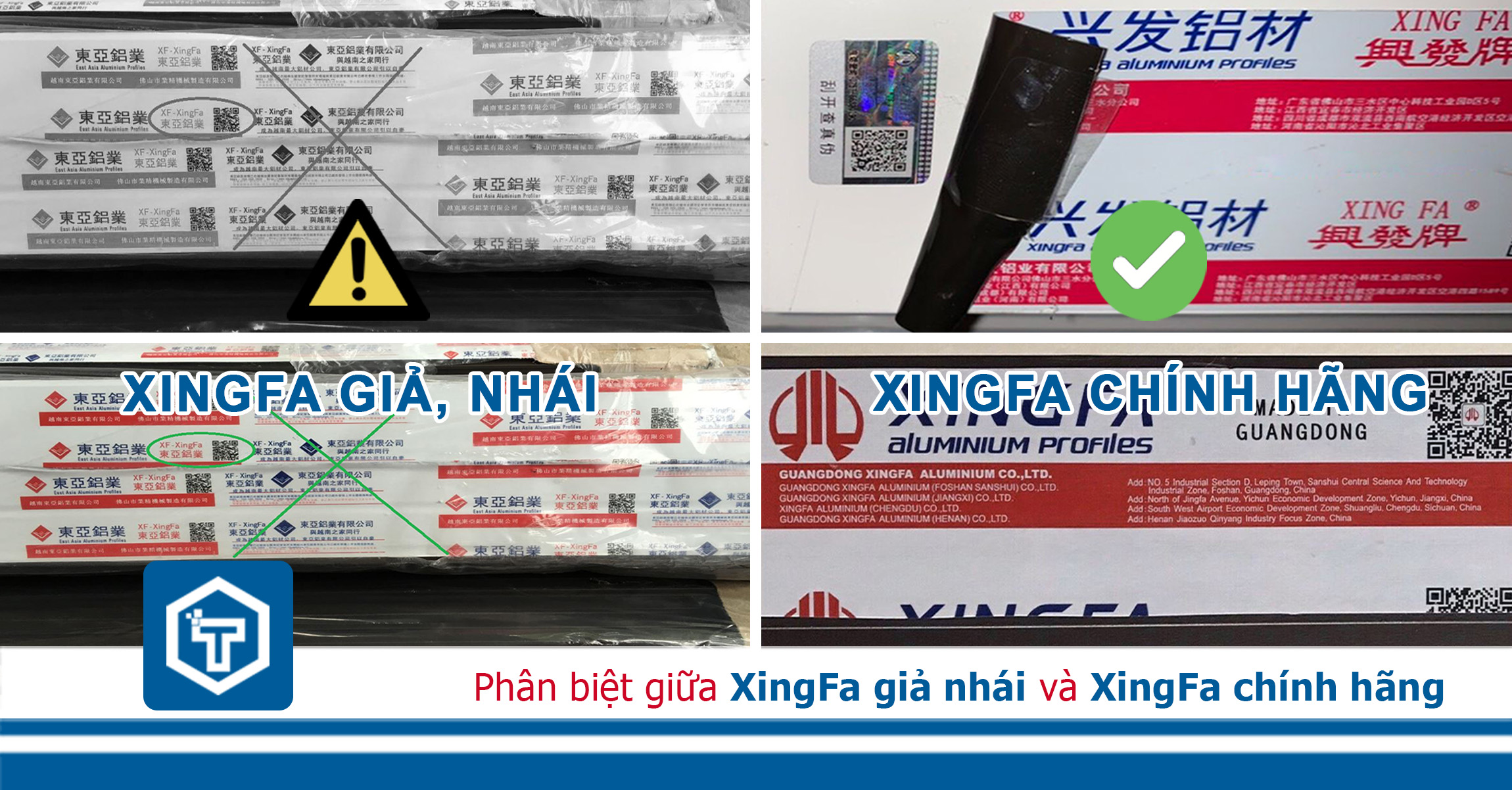 Cách nhận biết cửa nhôm XingFa giả nhái với cửa nhôm XingFa nhập khẩu chính hãng 100% tem đỏ Quảng Đông