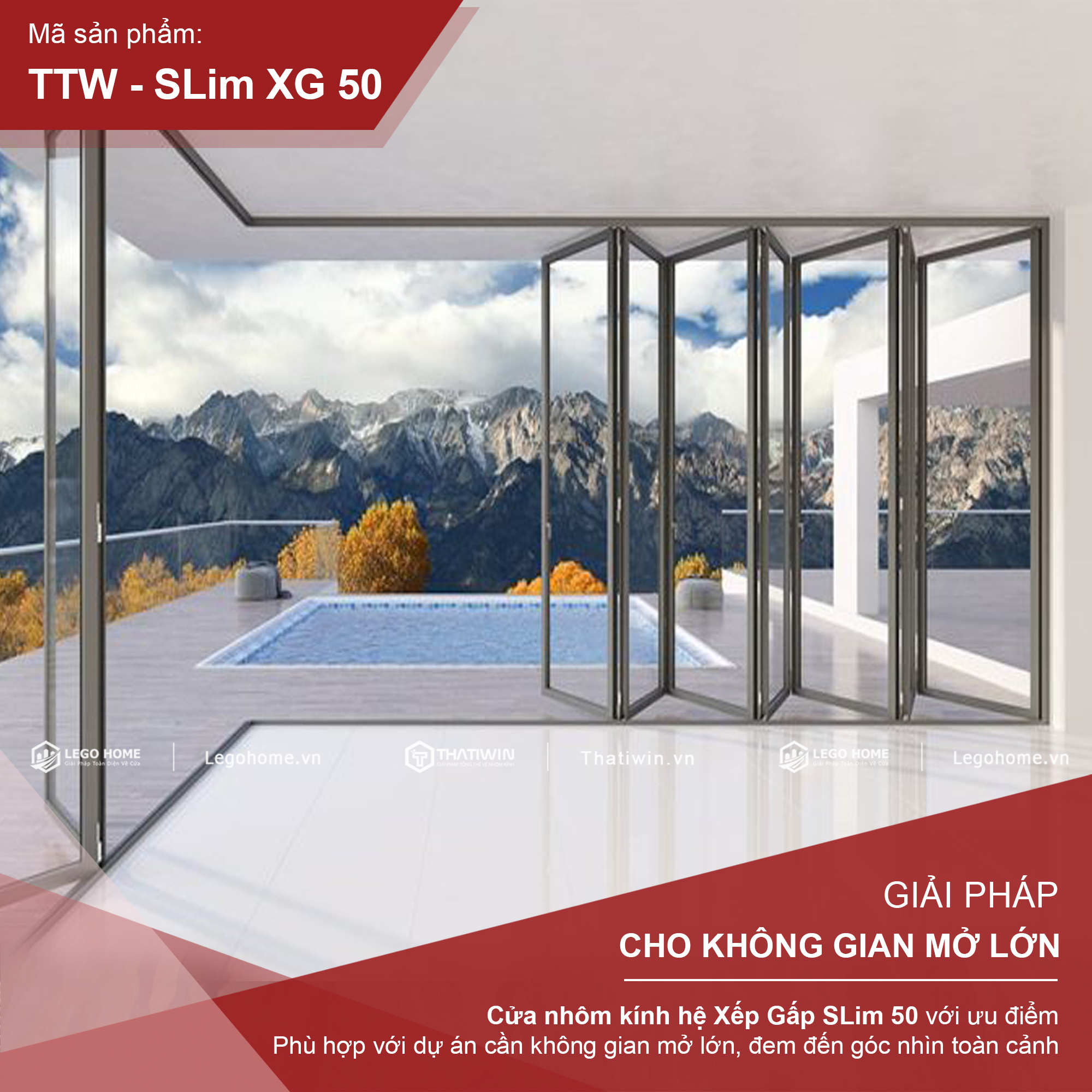 HỆ XẾP GẤP SLIM 50 ẨN BẢN LỀ - KOGEN