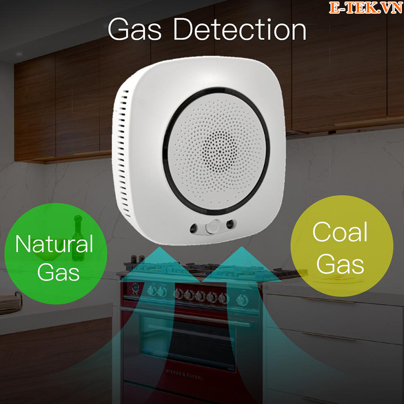 Cảm biến báo động rò rỉ khí Gas Wifi Tuya Moes WSS-S-GL cho phép thiết lập kịch bản thông minh