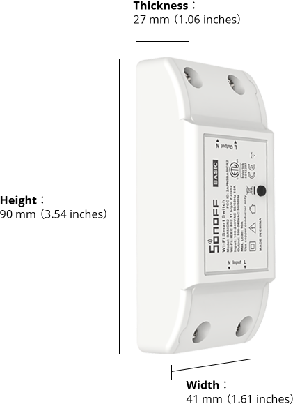 Công tắc thông minh SONOFF Basic R2 kích thước