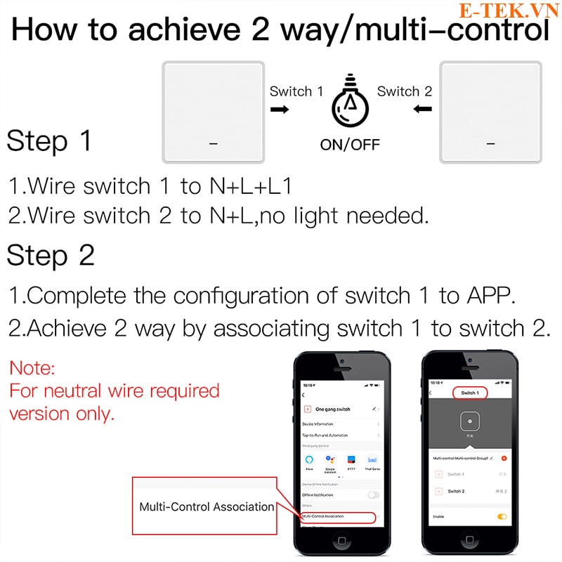 Cài đặt điều khiển liên kết đa kiểm soát công tắc cơ tuya zigbee