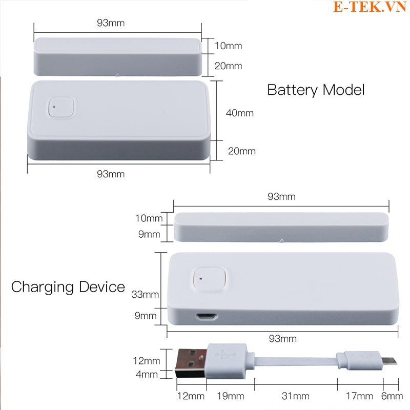 Cảm biến cửa Tuya Wifi Moes WSS-D-GWM kích thước 2 phiên bản