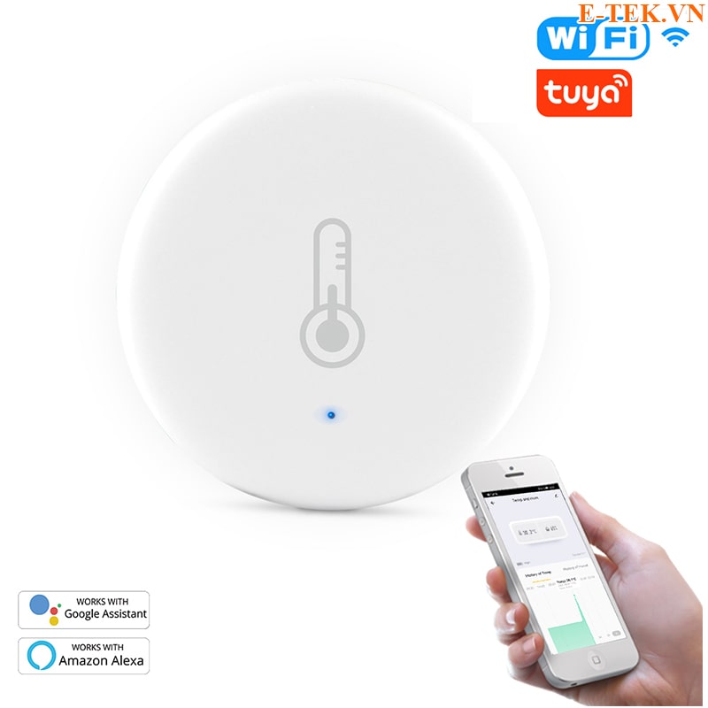 Cảm biến nhiệt độ, độ ẩm Tuya Wifi Moes WSS-MT-TH kết nối không dây