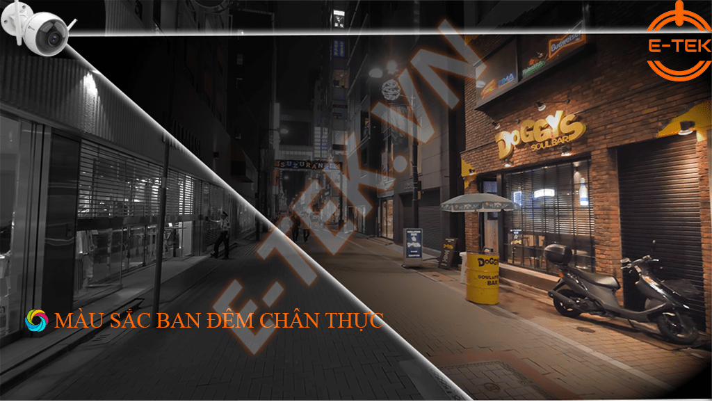 Camera IP WIF Ezviz ngoài trời C3WN có mầu ban đêm.