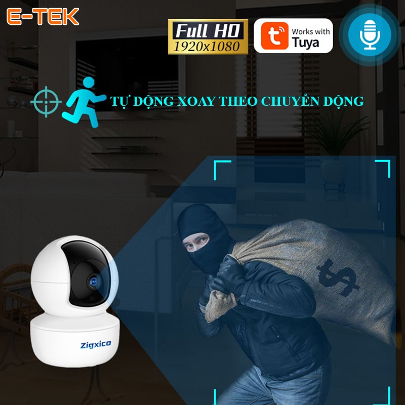 Camera WIFI TUYA 360 độ P05RD2 tự động xoay theo chuyển động