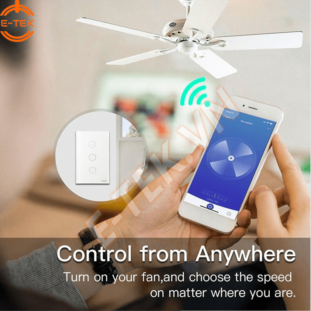 Chiết áp Quạt trần cảm ứng WIFI thông minh TUYA  điều khiển từ xa trên di động
