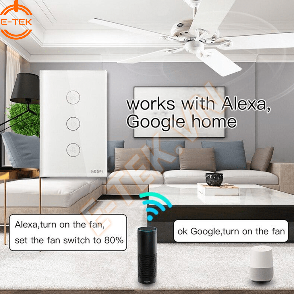 Chiết áp Quạt trần cảm ứng WIFI thông minh TUYA điều khiển bằng giọng nói