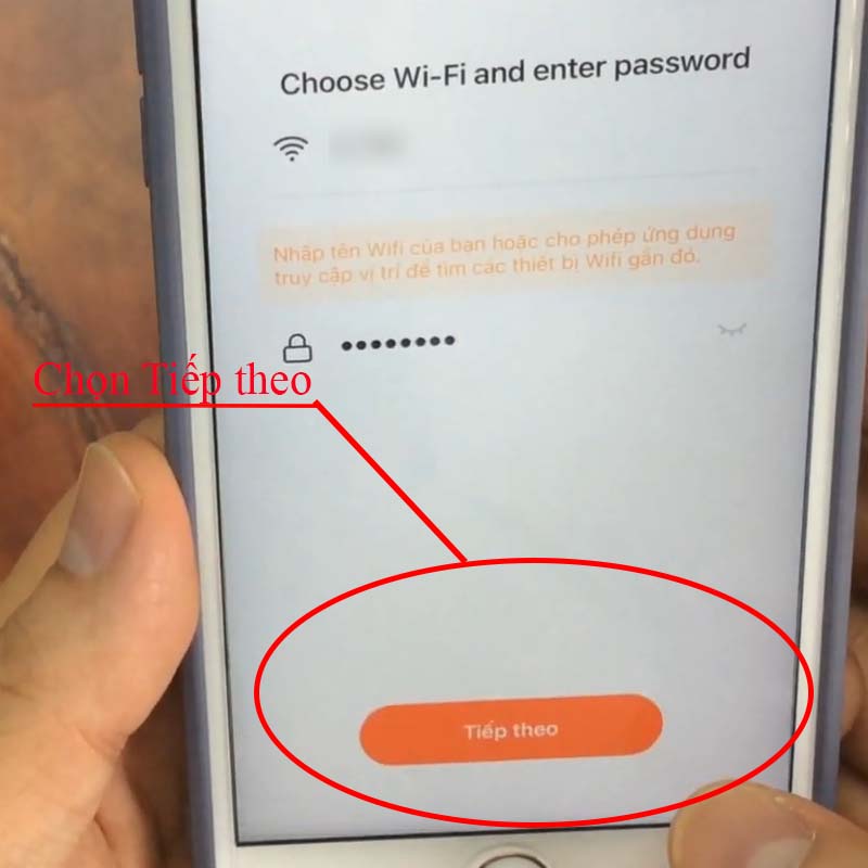 chọn tiếp theo để kết nối thiết bị tuya vào wifi
