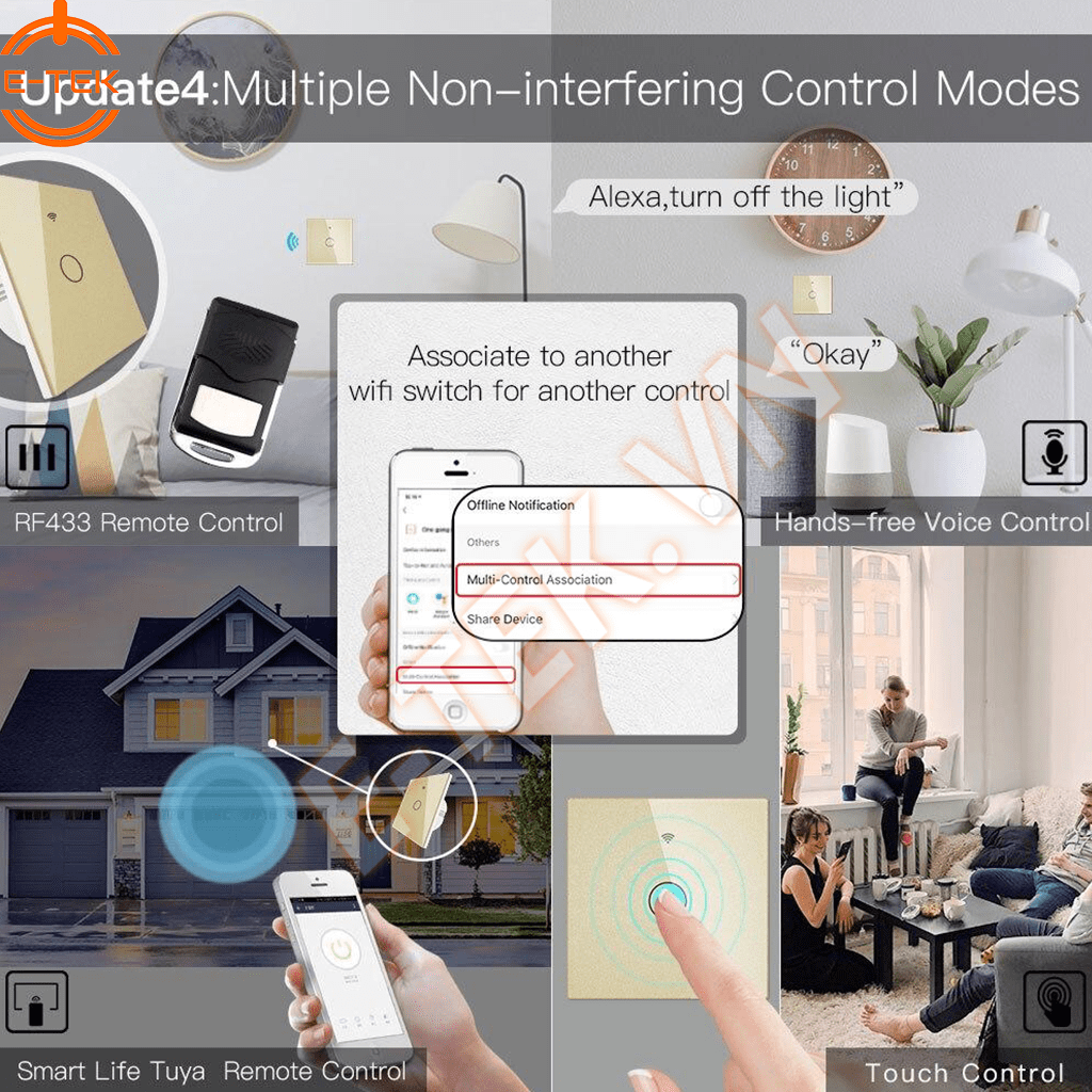 Công tắc thông minh TUYA điều khiển theo nhiều cách linh hoạt