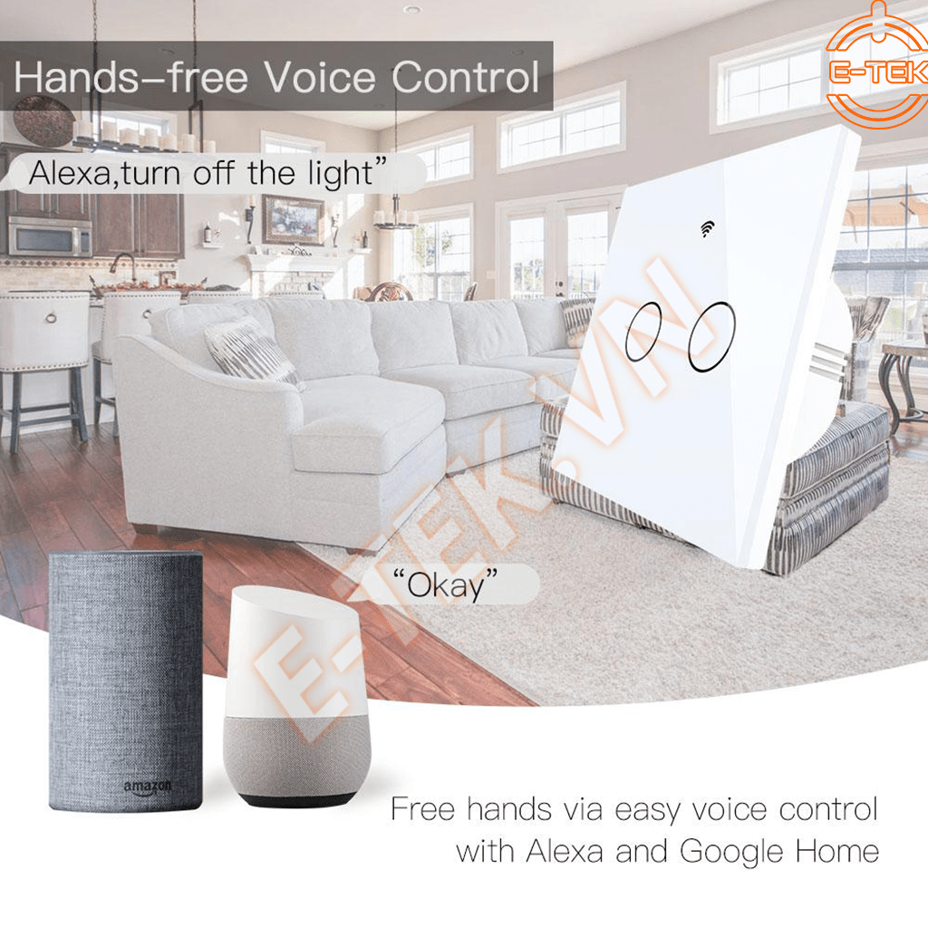 Công tắc cảm ứng WIFI TUYA hỗ trợ điều khiển bằng giọng nói