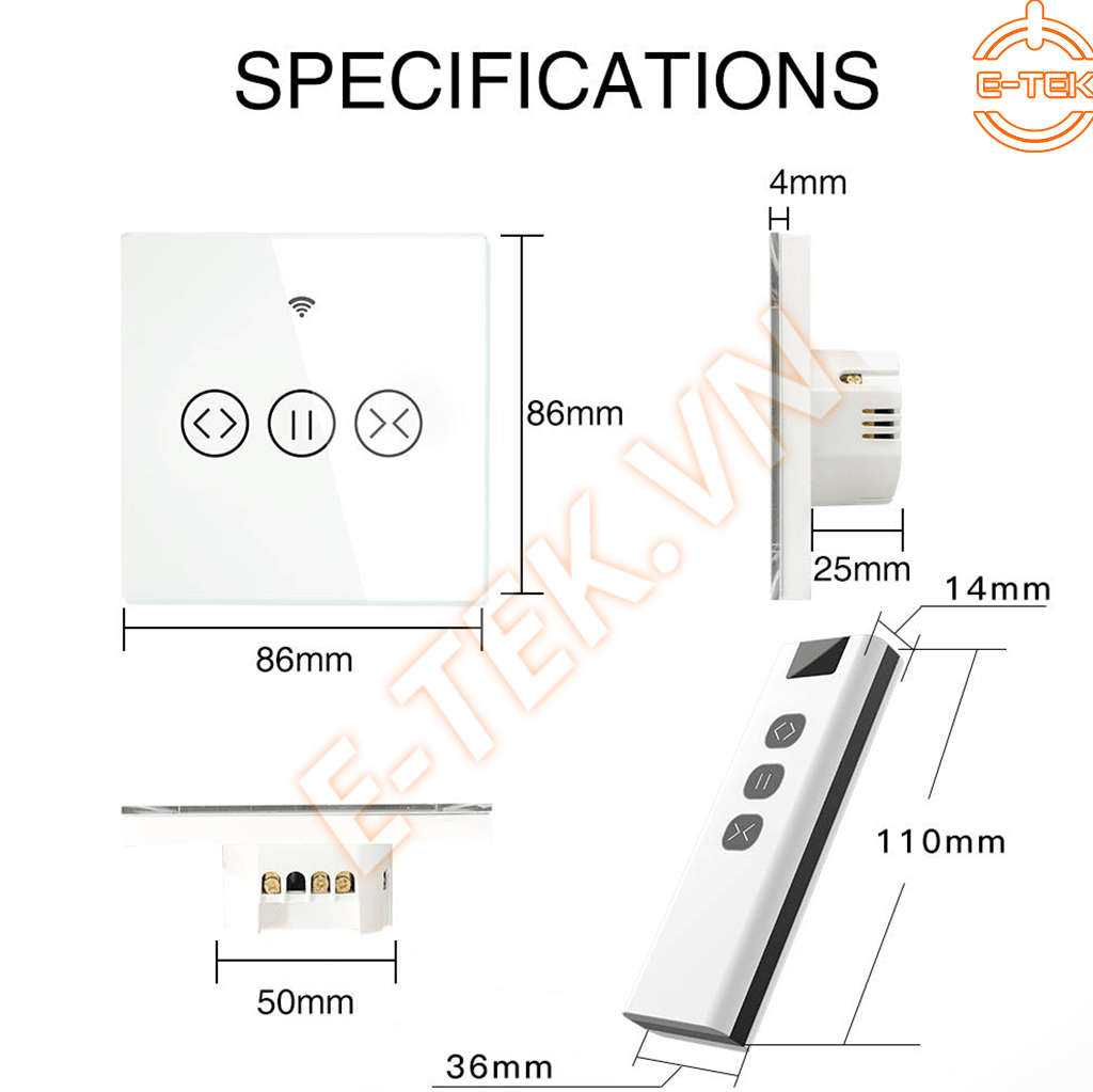 CÔNG TẮC ĐIỀU KHIỂN RÈM THÔNG MINH WIFI TUYA CHI TIẾT VẬT LÝ