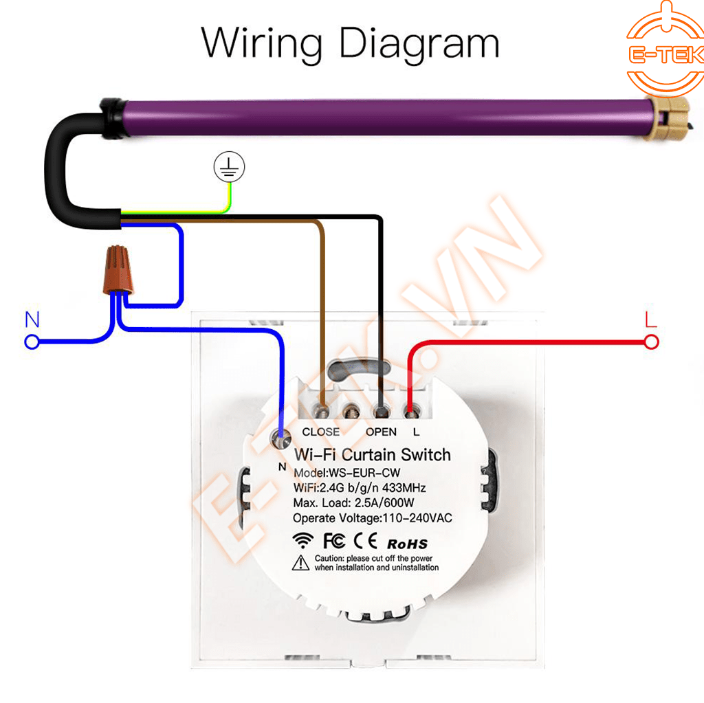 CÔNG TẮC ĐIỀU KHIỂN RÈM THÔNG MINH WIFI TUYA PHƯƠNG THỨC ĐẤU DÂY