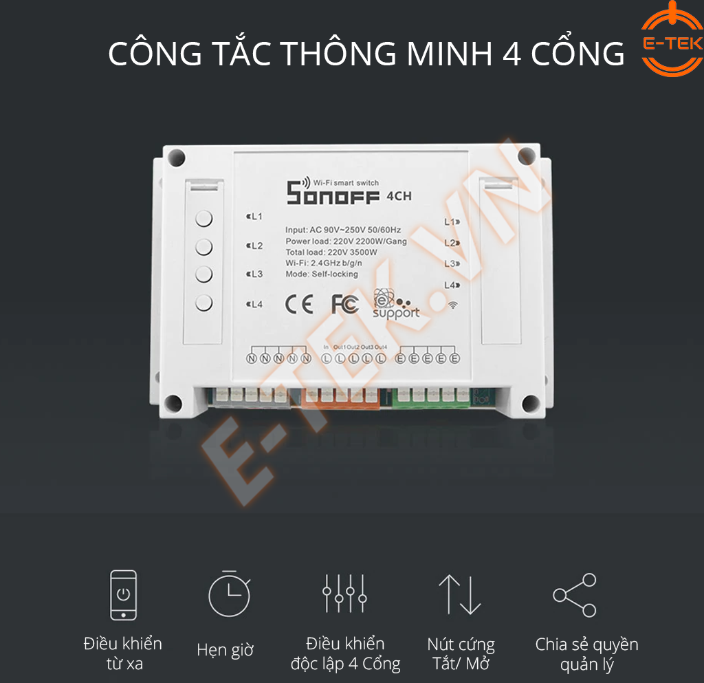 Công tắc thông minh SONOFF 4 Cổng 4CHR2 tính năng chính