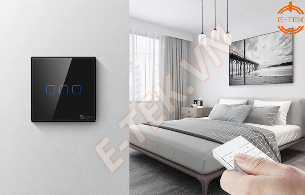 Công tắc cảm ứng thông minh SONOFF T3UK điều khiển từ xa qua Remote control RF433