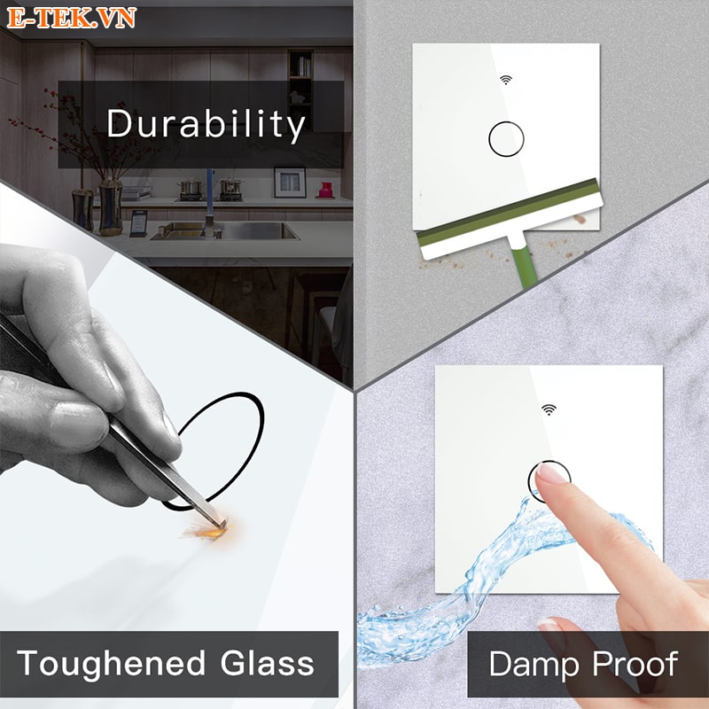 Công tắc Zigbee Tuya Cảm ứng mặt kính cường lực chông nước, chống xước