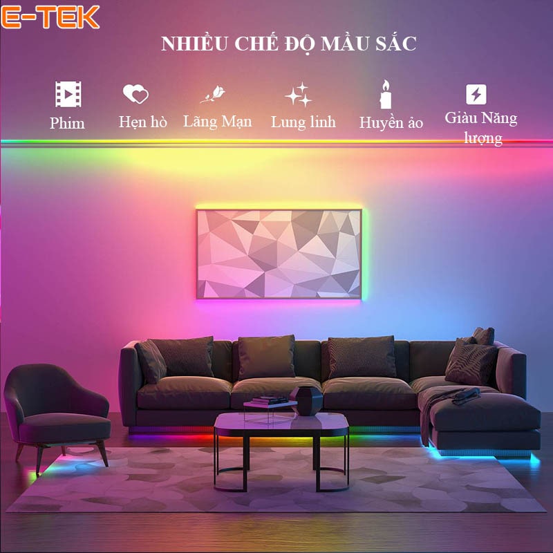 Đèn LED dây RGB đổi màu nháy theo nhạc Wifi Tuya nhiều hiệu ứng đẹp mắt