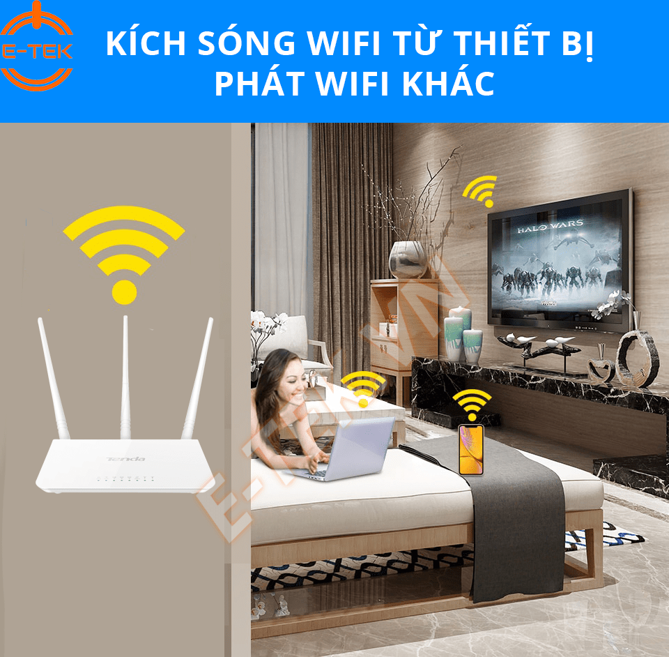 Bộ phát WIFI Tenda 3 râu F3 tích hợp bộ kích sóng WIFI