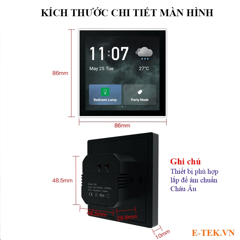 Bộ điều khiển trung tâm Tuya này được tích hợp sẵn màn hình LCD 4 inch HD, IPS