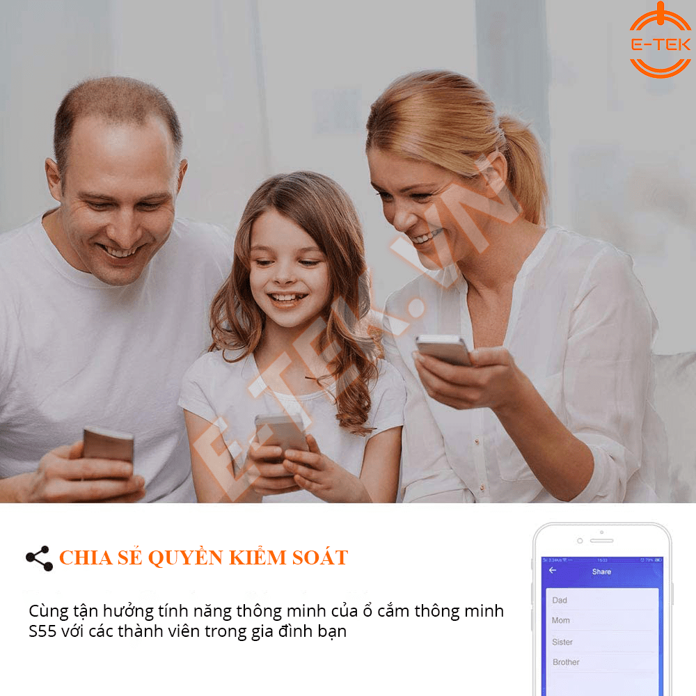 Ổ cắm thông mình Sonoff ngoài trời S55 cho phép chia sẻ quyền điều khiển