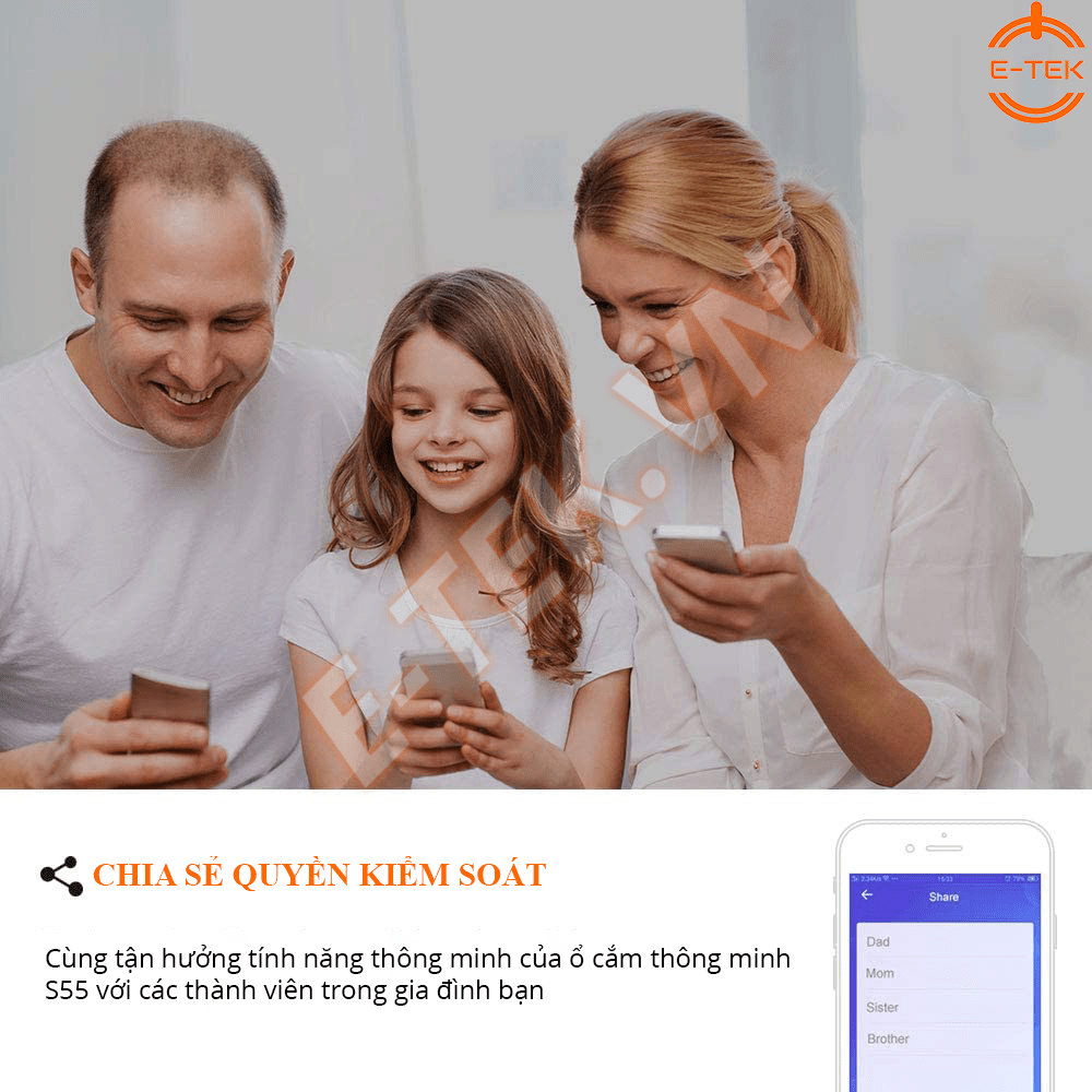 Ổ cắm thông mình Sonoff ngoài trời S55 cho phép chia sẻ quyền điều khiển 