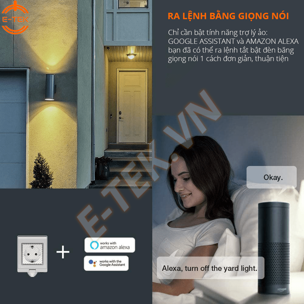 Ổ cắm thông mình Sonoff ngoài trời S55 điều khiển bằng giọng nói