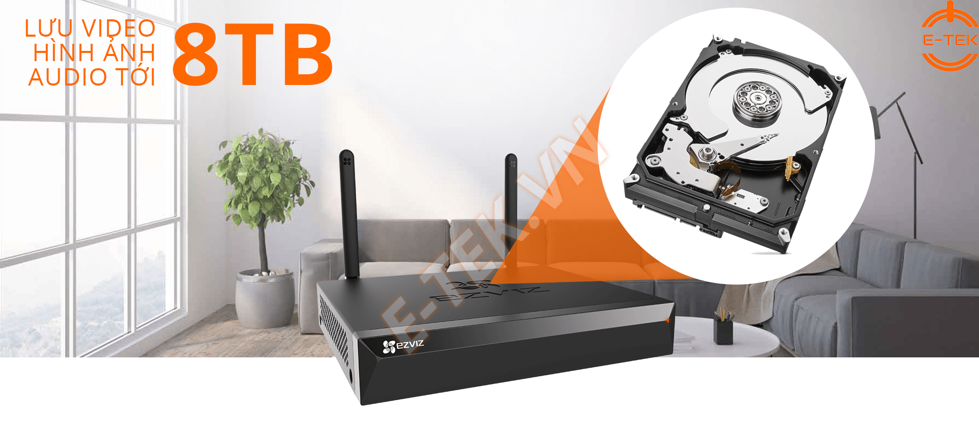 Bộ kit camera wifi hỗ trợ ổ cứng lưu trữ 8TB