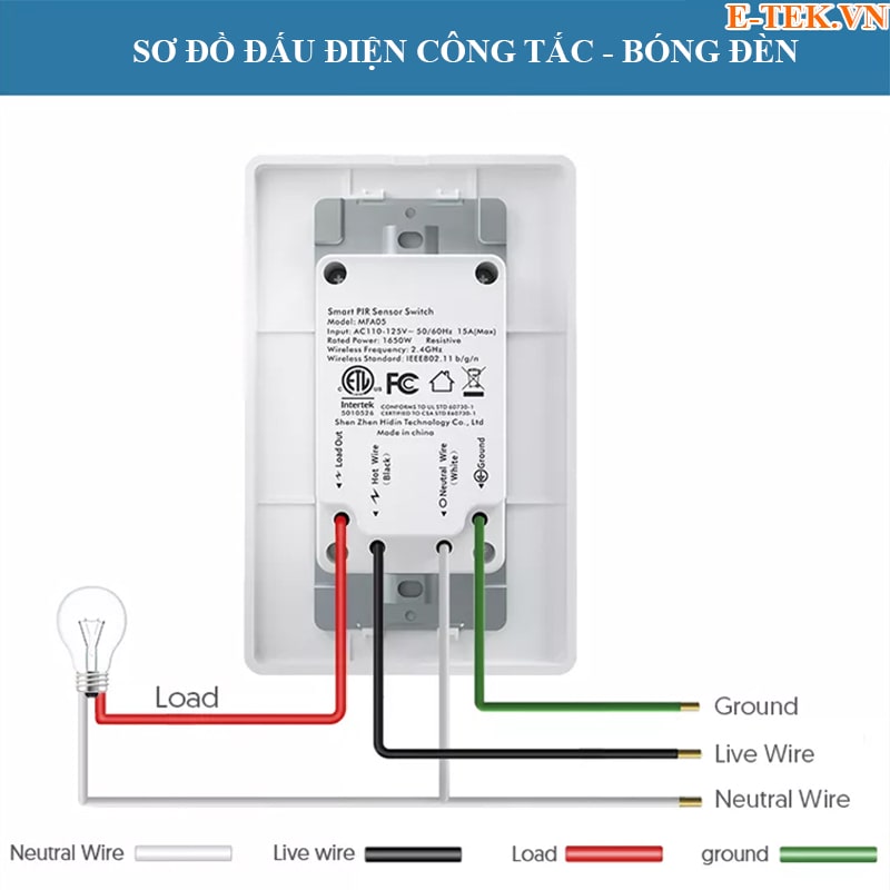 Sơ đồ đầu điện công tắc tới bóng đèn