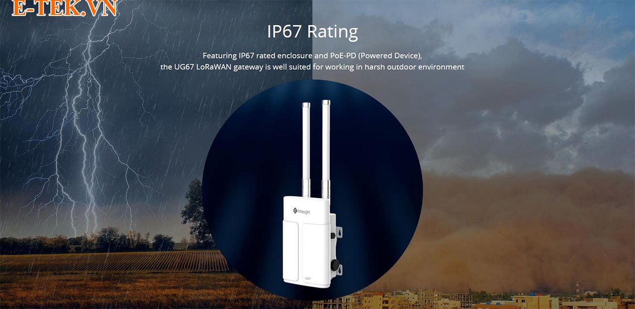 Thiết bị iot gateway lorawan UG67 ngoài trời hãng milesight