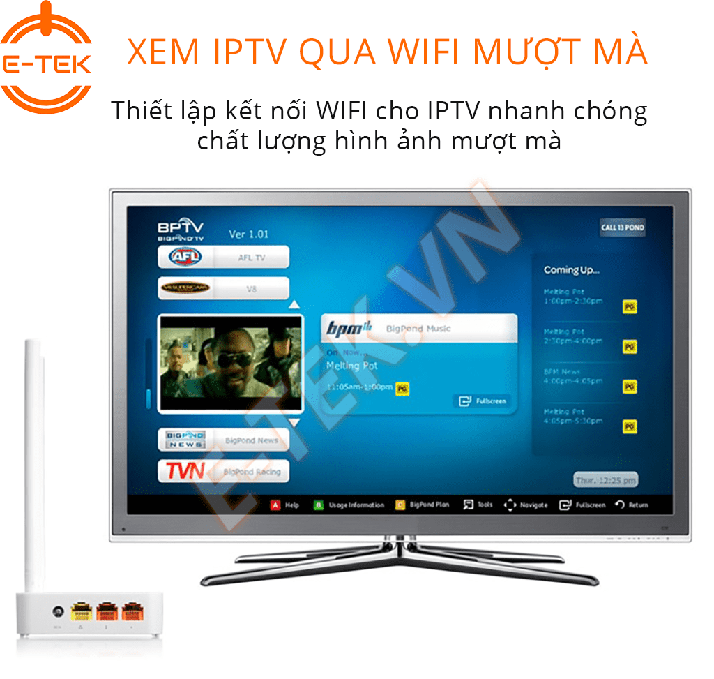 Bộ phát WIFI TOTOLINK N200RE V3 hỗ trợ kết nối IPTV xem phim mượt mà.