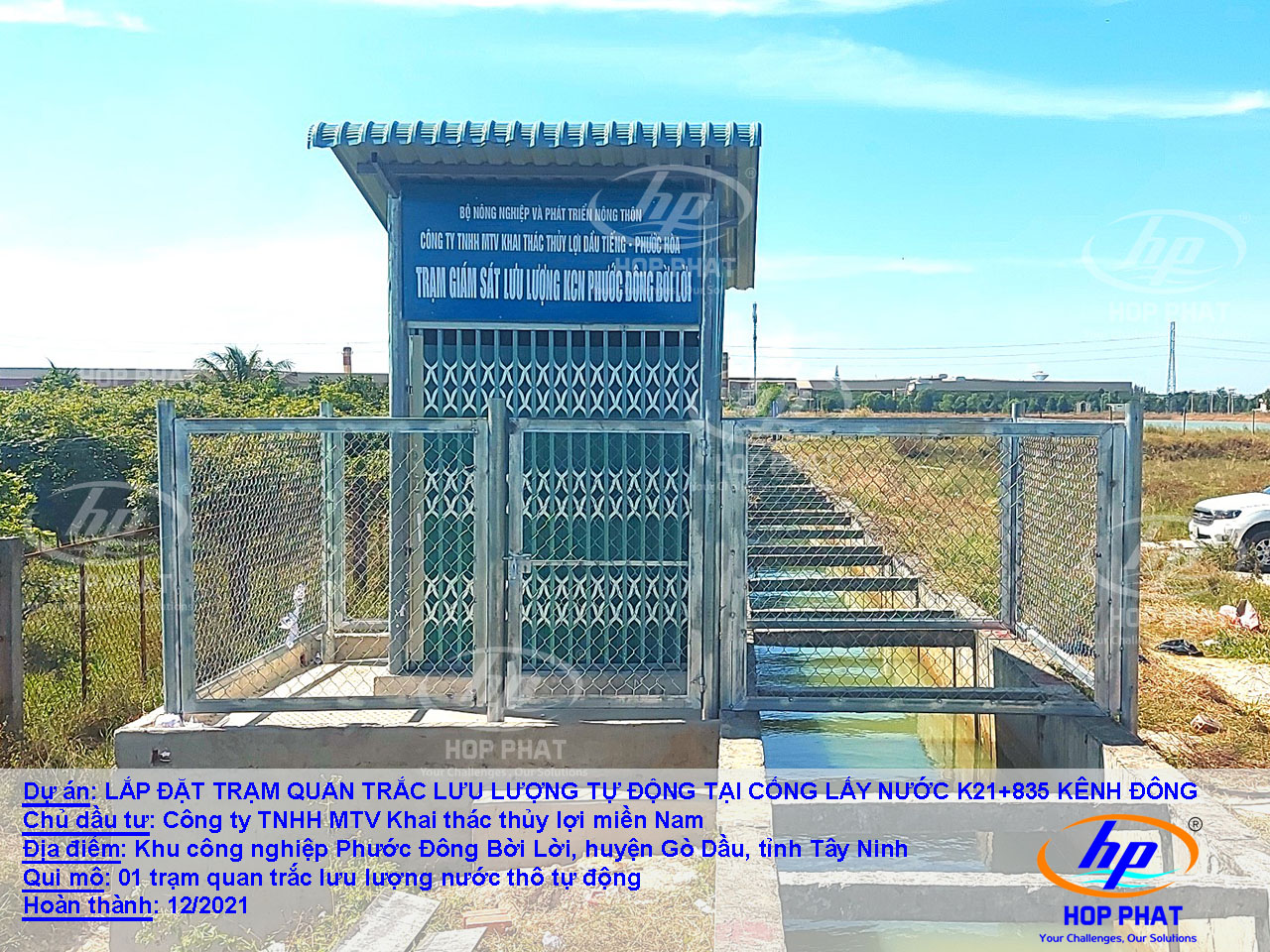 Lắp đặt trạm quan trắc lưu lượng nước thô tự động tại K21 Kênh Đông, Tây Ninh