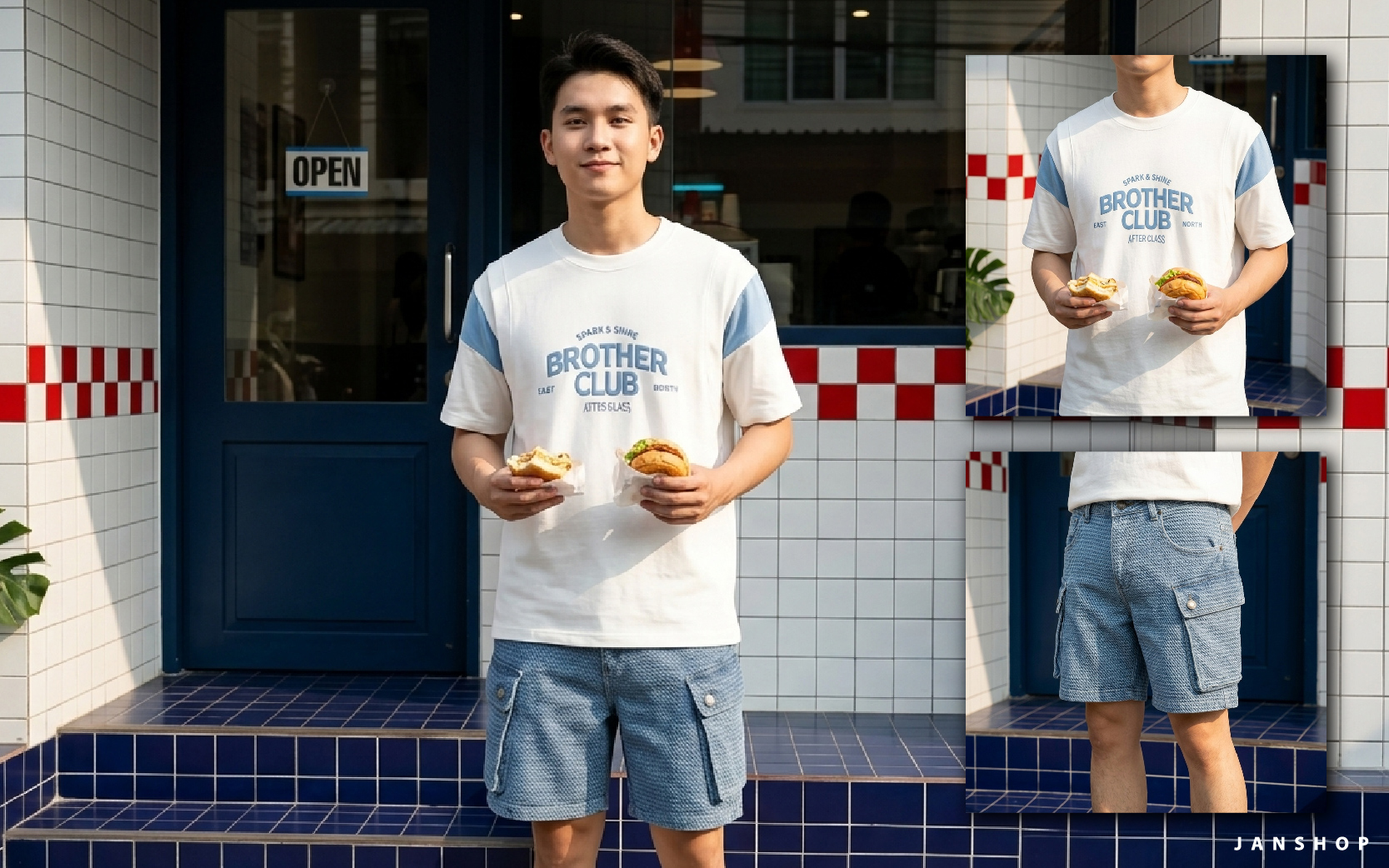 phối đồ áo thun cùng quần short
