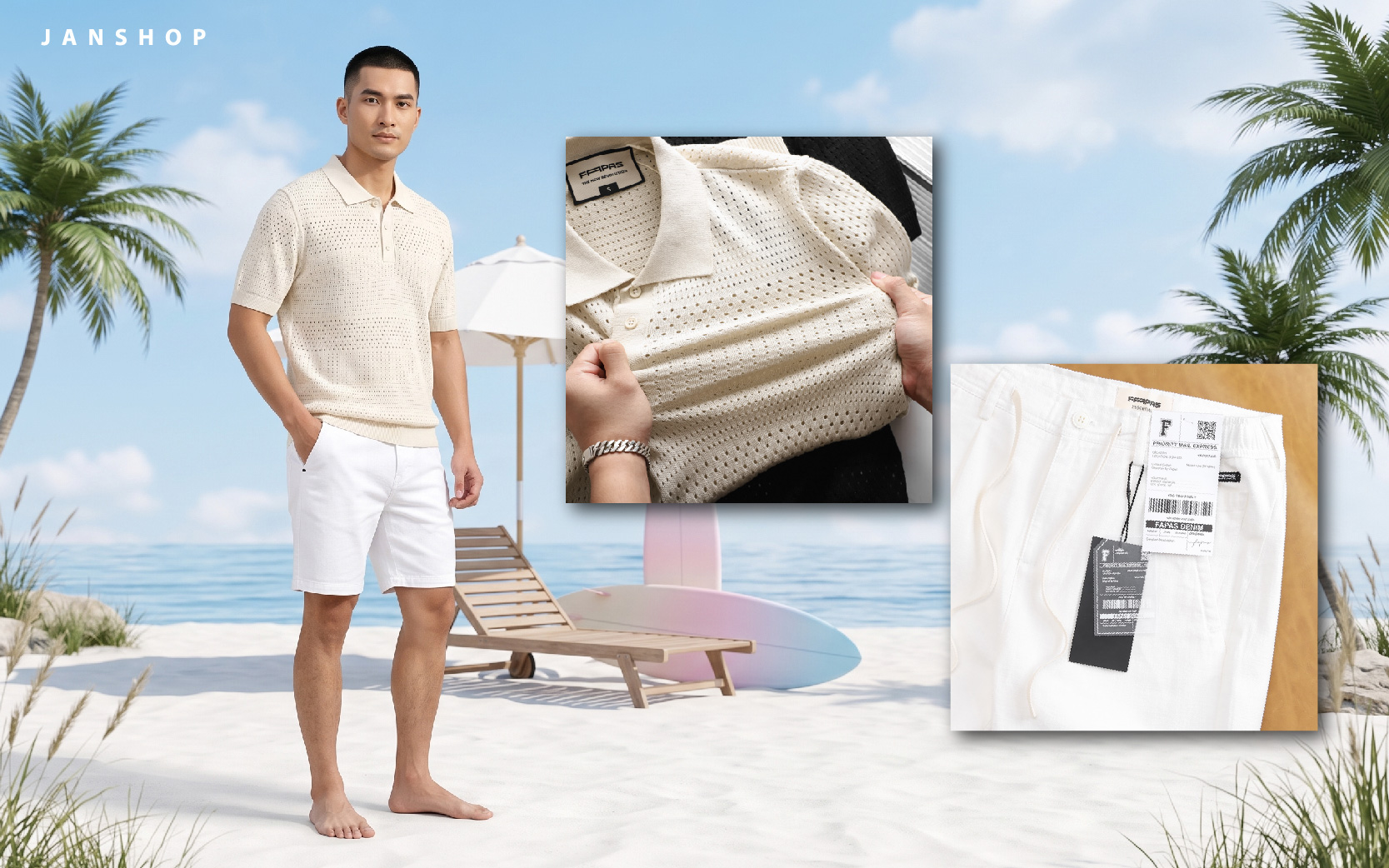 phối áo polo cùng quần short